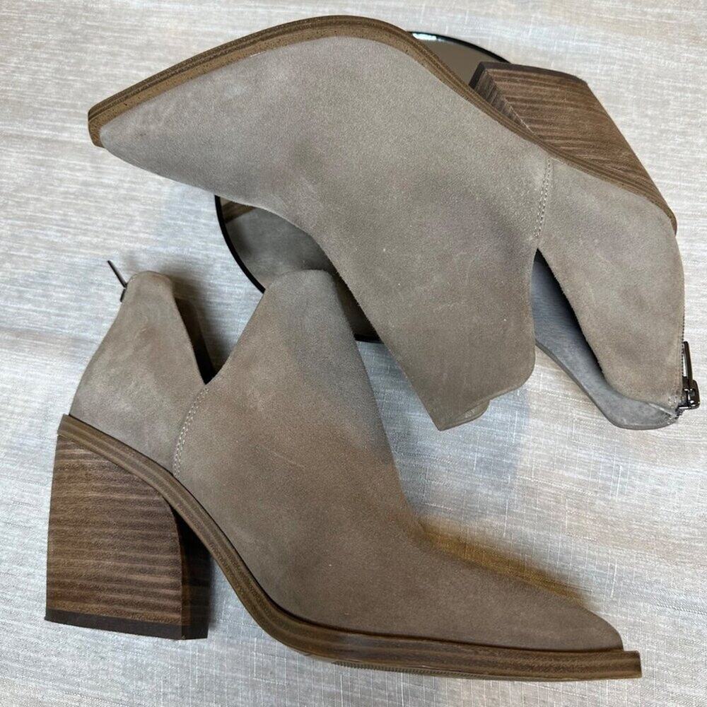 Vince Camuto Gigietta Women Taupe Leather Ankle Boots Block Heel Zip Size 9M - Picture 5 of 9